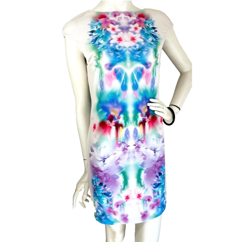 Floral Watercolor Sheath Dress in Multicolor